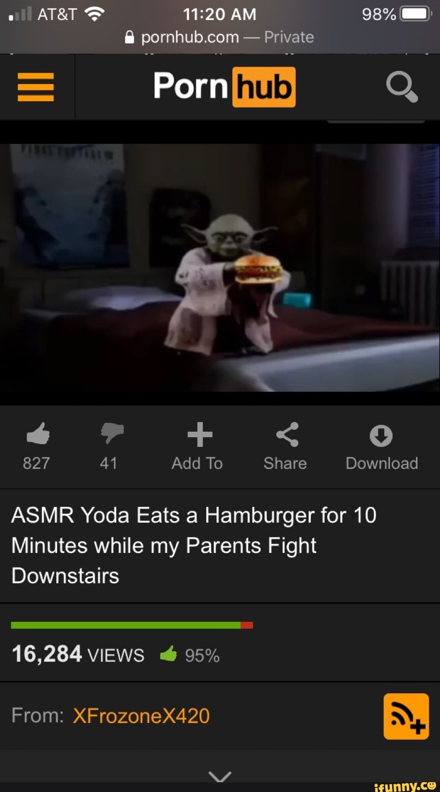 Fight Downstairs ASMR Yoda Eats a Hamburger for 10 Minutes while my