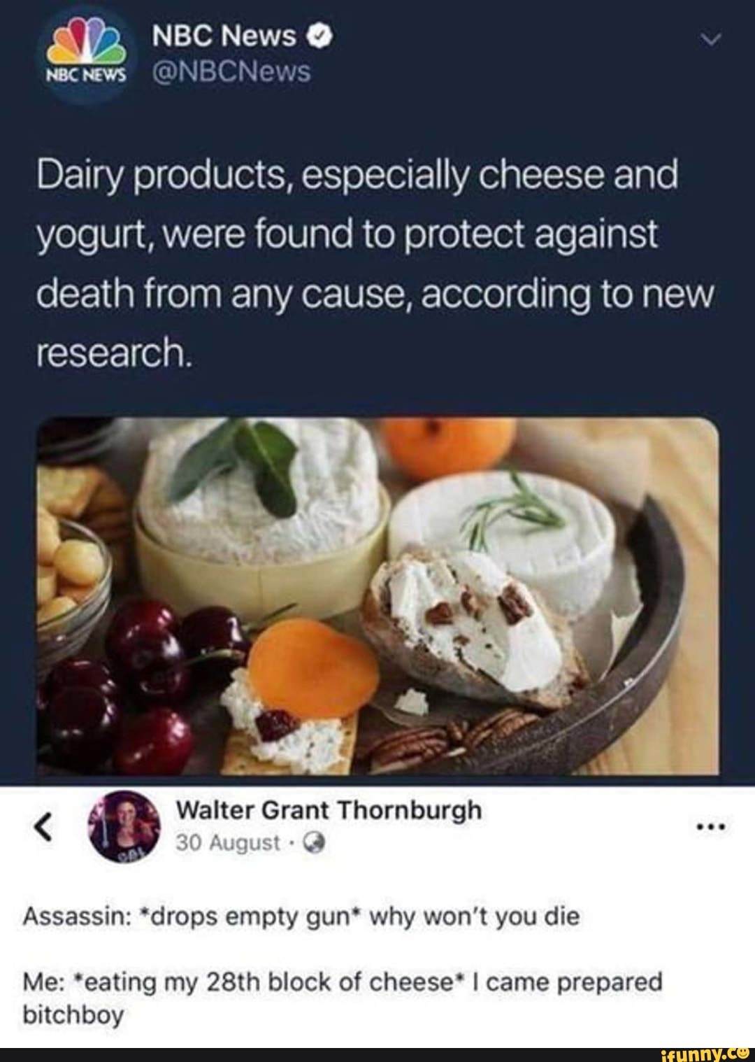 Dairy products, especially cheese and yogurt, were found to protect