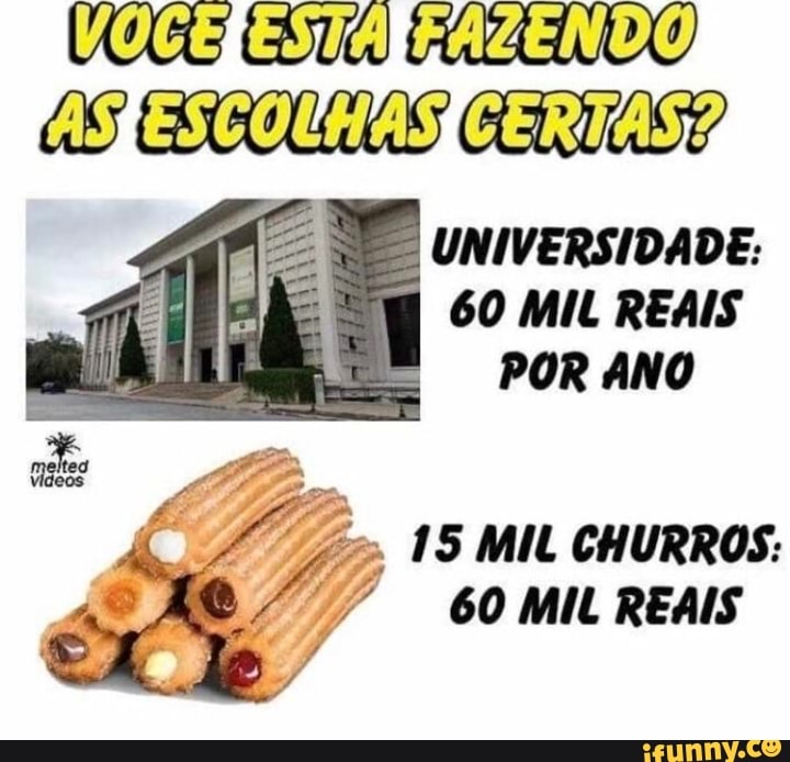 VOCÊ ESTAREALENDO CERTASA UNIVERSIDADE:
60 MIL REAIS POR ANO
15 MIL CHURROS:
GO MIL REAIS