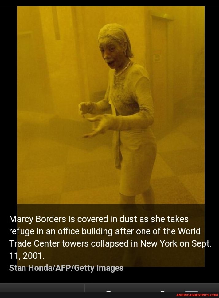 Marcy Borders is covered in dust as she takes refuge in an office ...