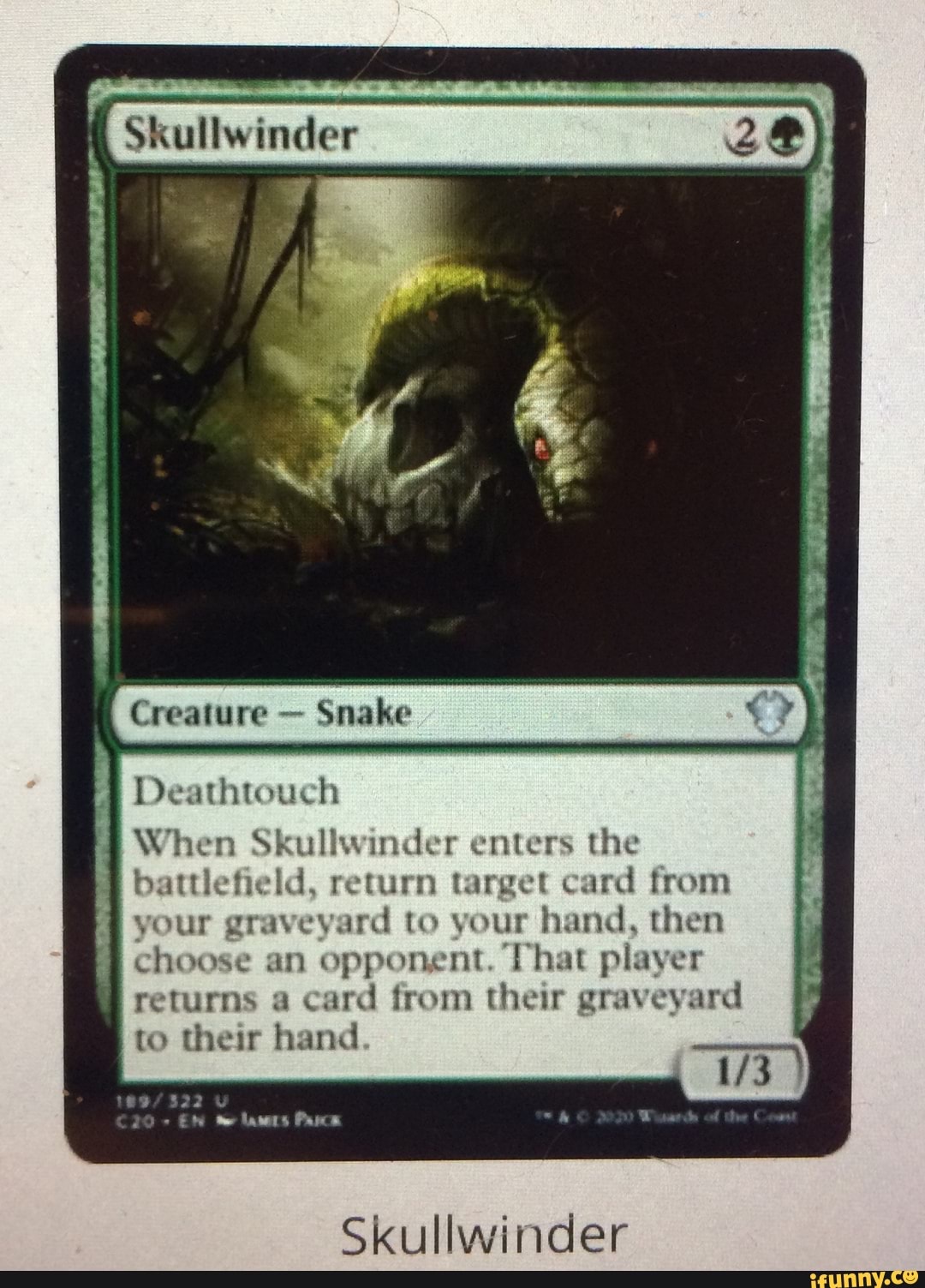 When Skullwinder Enters The Battlefield Return Target Card From Your Graveyard To Your Hand Then Choose An Opponent That Player Returns A Card From Their Graveyard To Their Hand Skullwinder Ifunny