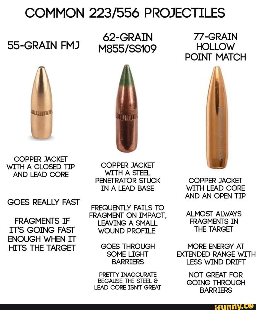 COMMON PROJECTILES 62-GRAIN 77-GRAIN 55-GRAIN FMJ HOLLOW POINT MATCH ...