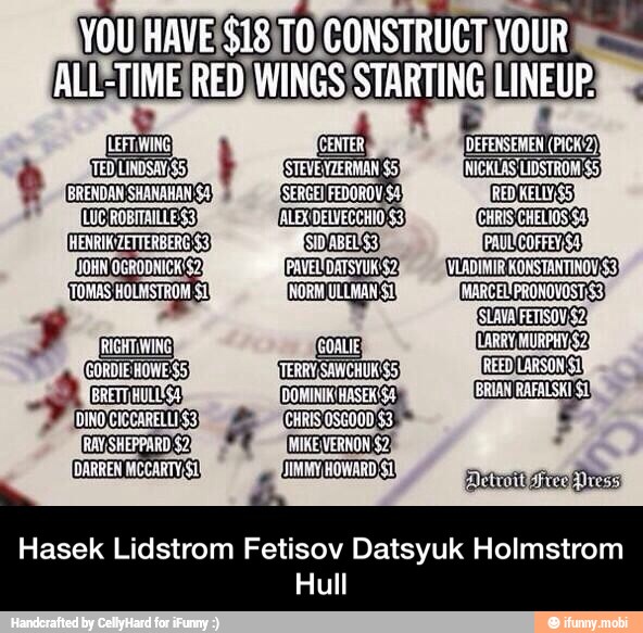 Hull - Hasek Lidstrom Fetisov Datsyuk Holmstrom Hull