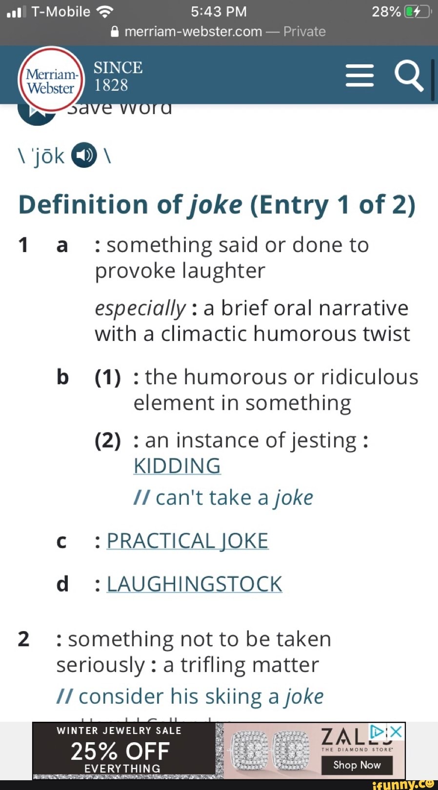 merriam-webster-private-definition-of-joke-entry-1-of-2-1-a-something-said-or-done-to