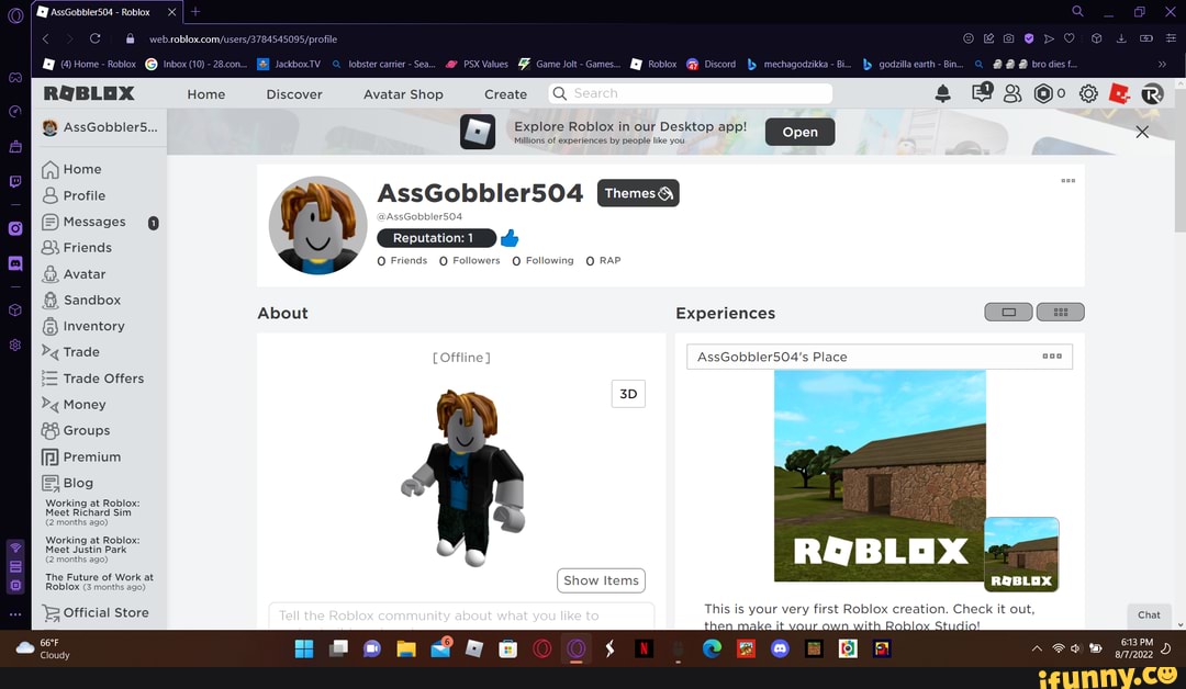 AssGobbler504 - Roblox (4) Home - Roblox Inbox (10) - 28.con... Jackbox ...