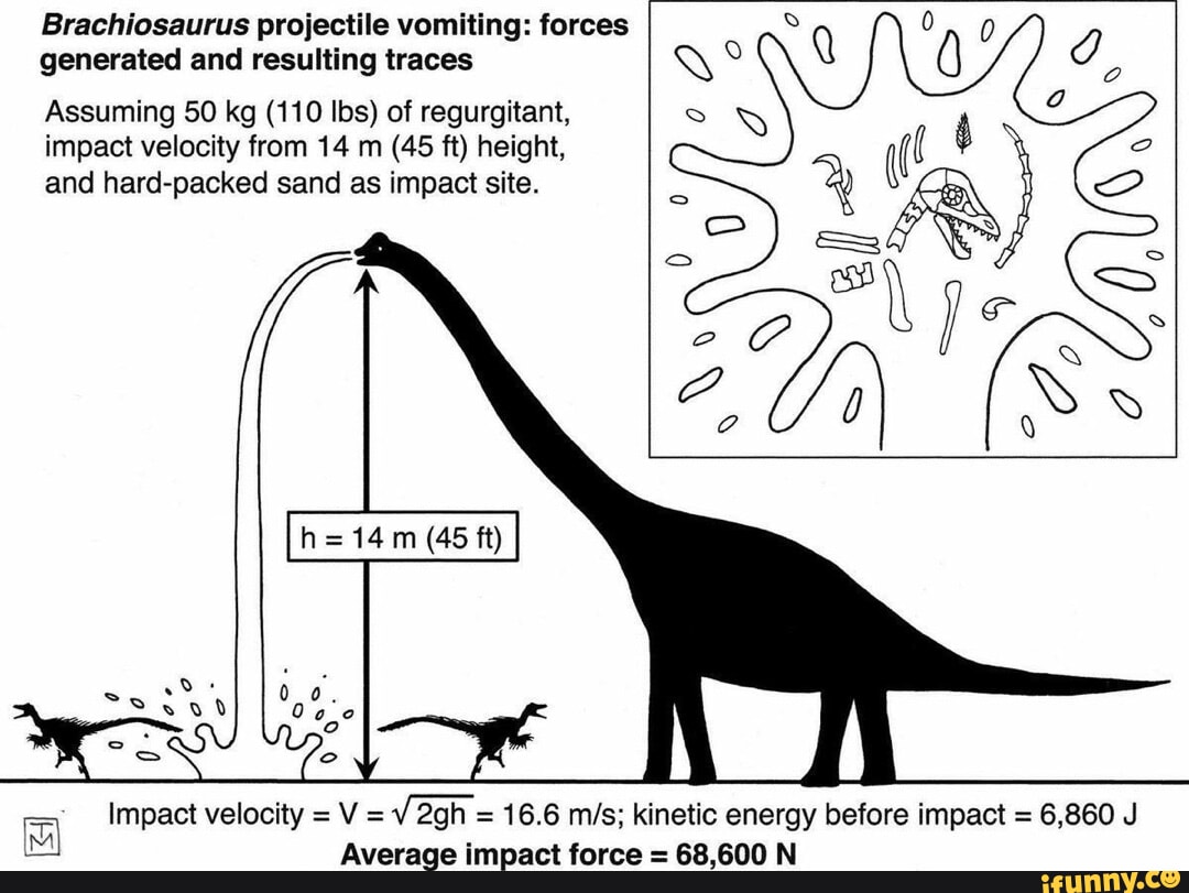 Brachiosaurus projectile vomiting forces generated and resulting