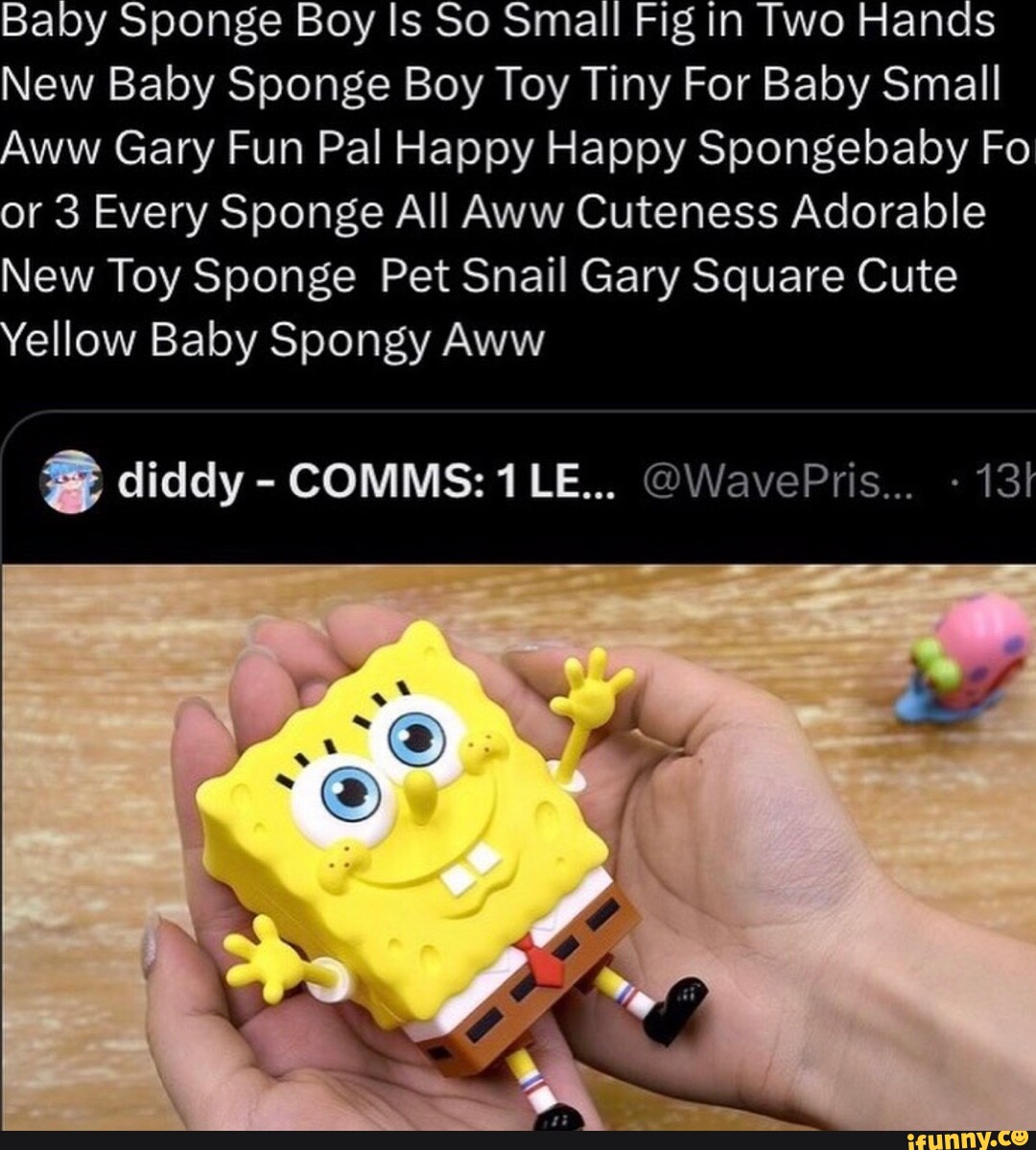 Baby Sponge Boy Is So Small Fig in Two Hands New Baby Sponge Boy Toy