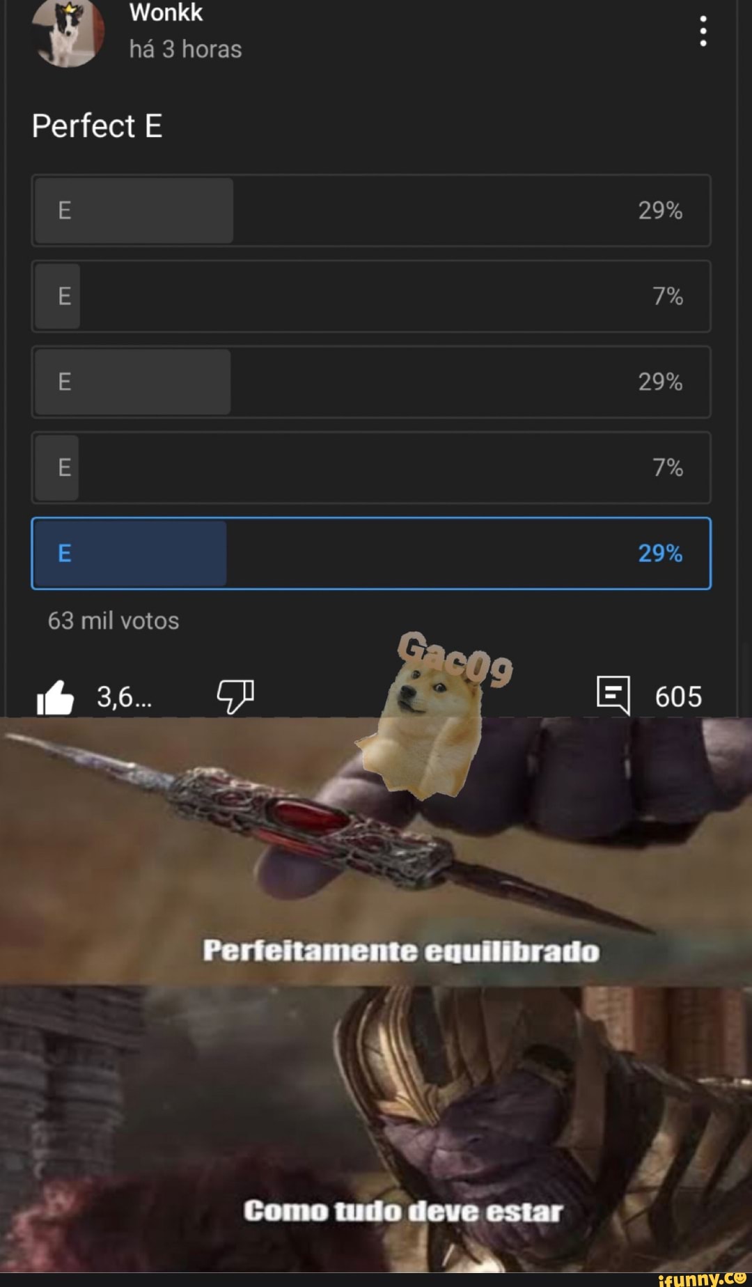 Wonkk
há 3 horas
29%
7%
29%
63 mil votos
Coro deve estar