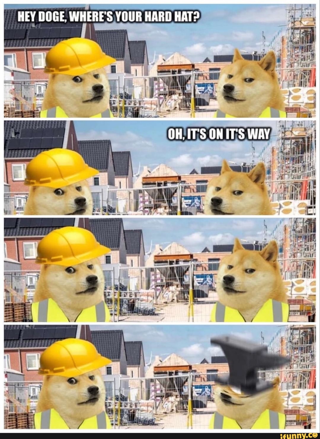 HEY DOGE, ae YOUR HARD HAT?
