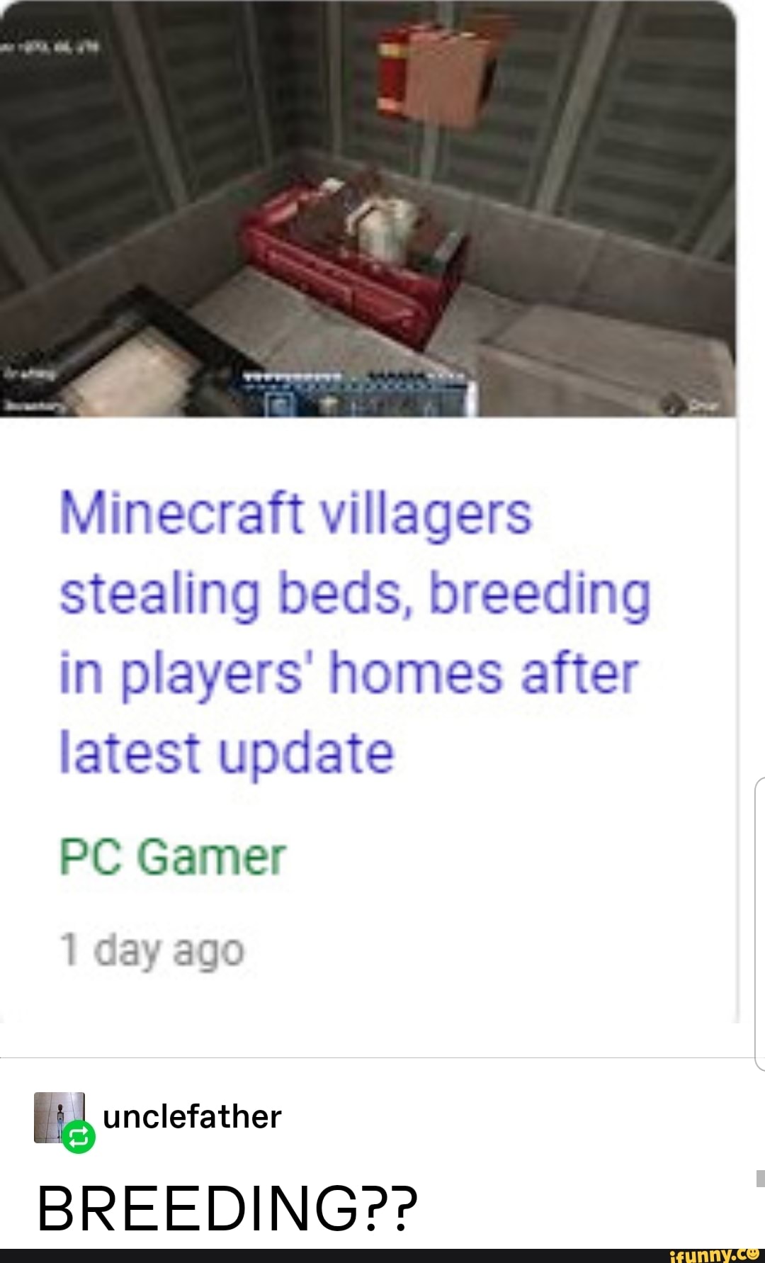Minecraft villagers stealing beds. breeding in players‘ homes after