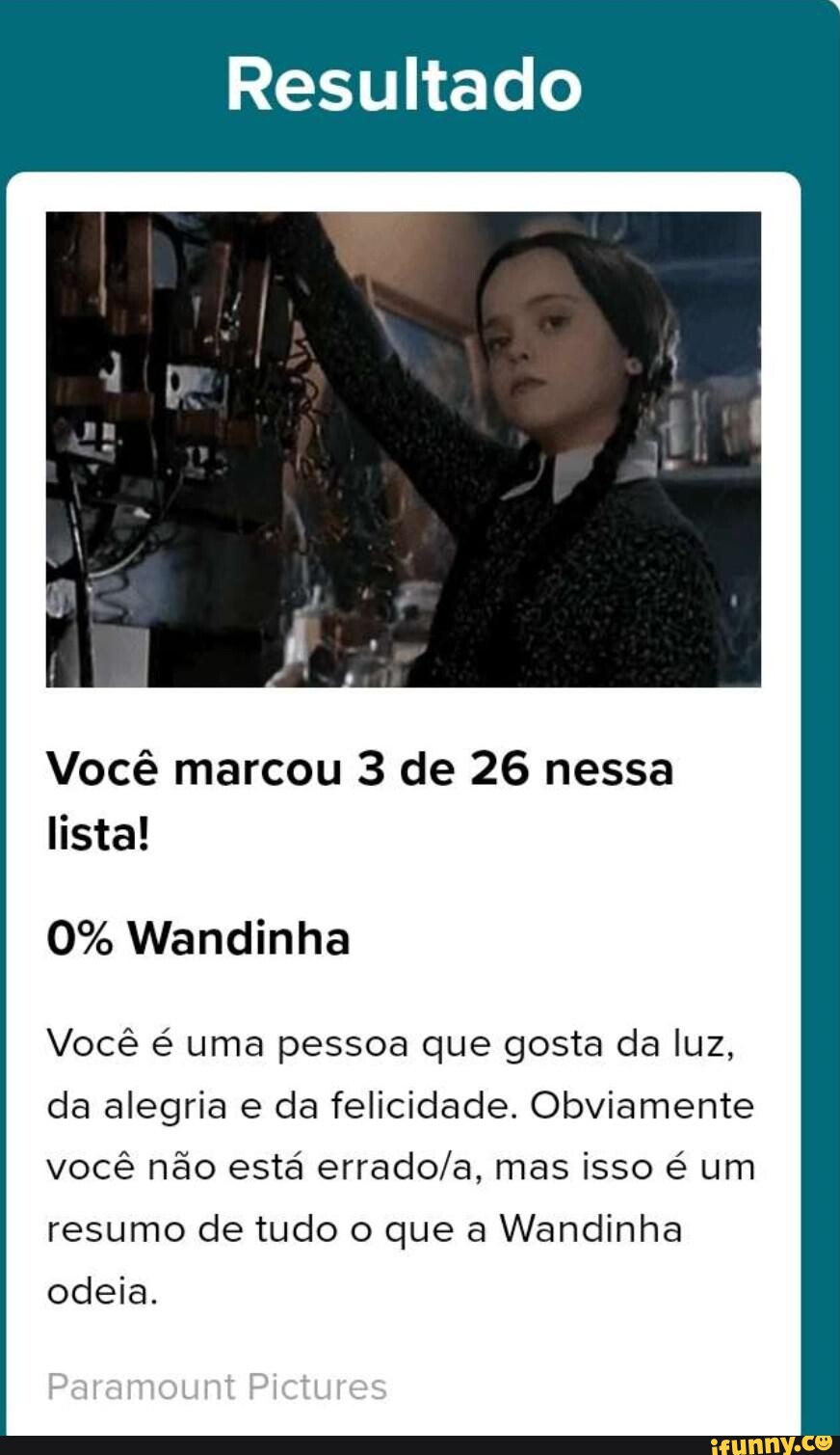 Quantos % wandinha você é?