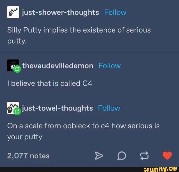 Silly Putty implies the existence of serious putty. thevaudevilledemon