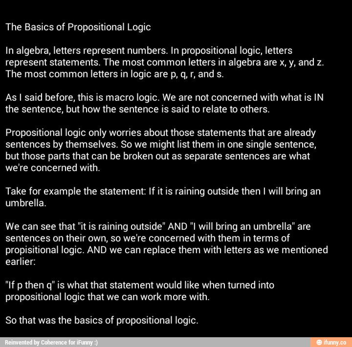 The Basics Of Propositional Logic In Algebra Letters Represent Numbers In Propositional Logic 