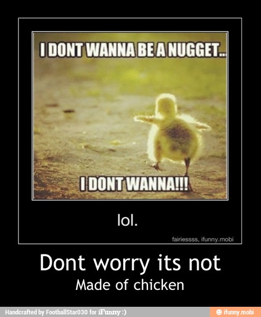 fairiessss, ifunny.mobi
Dont worry its not
Made of chicken - Dont worry its not
Made of chicken