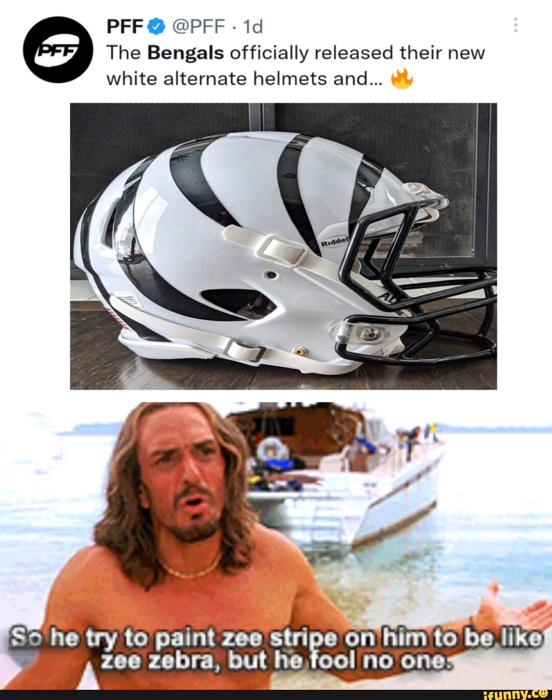 PFF @ @PFF - The Bengals officially released their new white alternate  helmets and So he try to