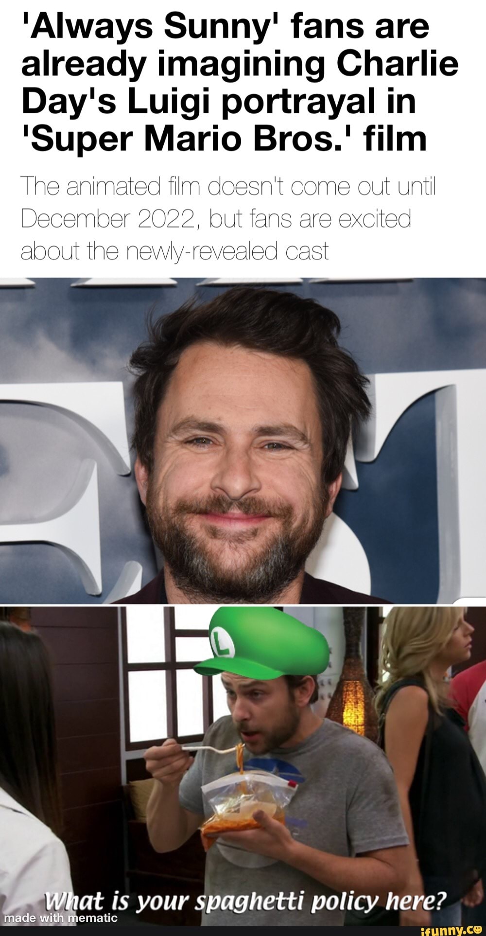 The Mad Hamster — After learning Charlie Day is casted as Luigi in