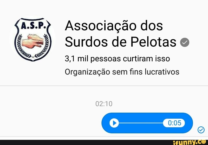Associação dos
Surdos de Pelotas 3,1 mil pessoas curtiram isso
Organização sem fins lucrativos