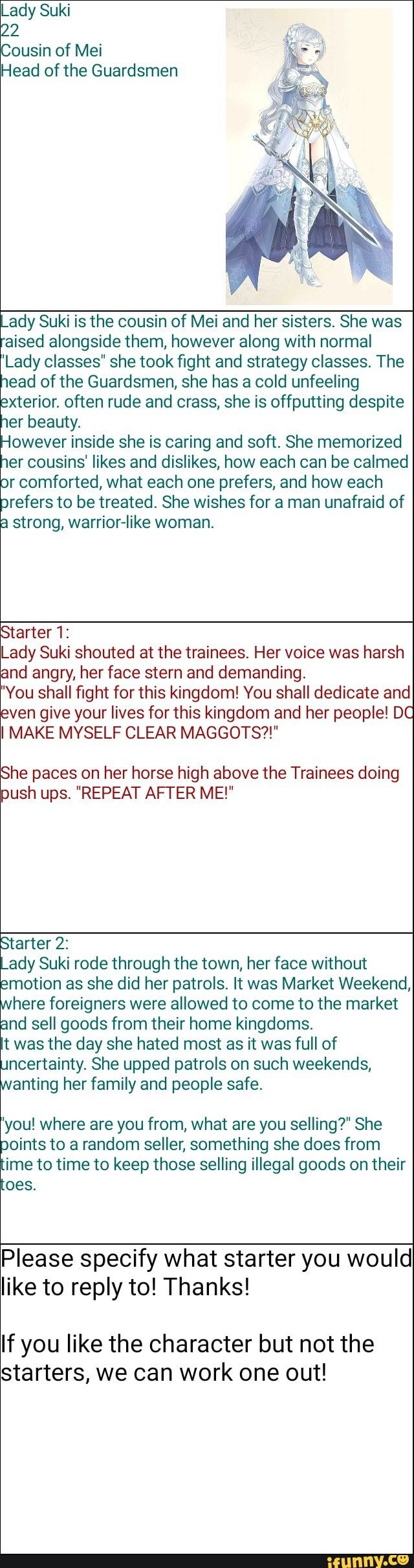 Lady Suki 22 Cousin Of Mei Head Of The Guardsmen Lady Suki Is The Cousin Of Mei And Her Sisters 