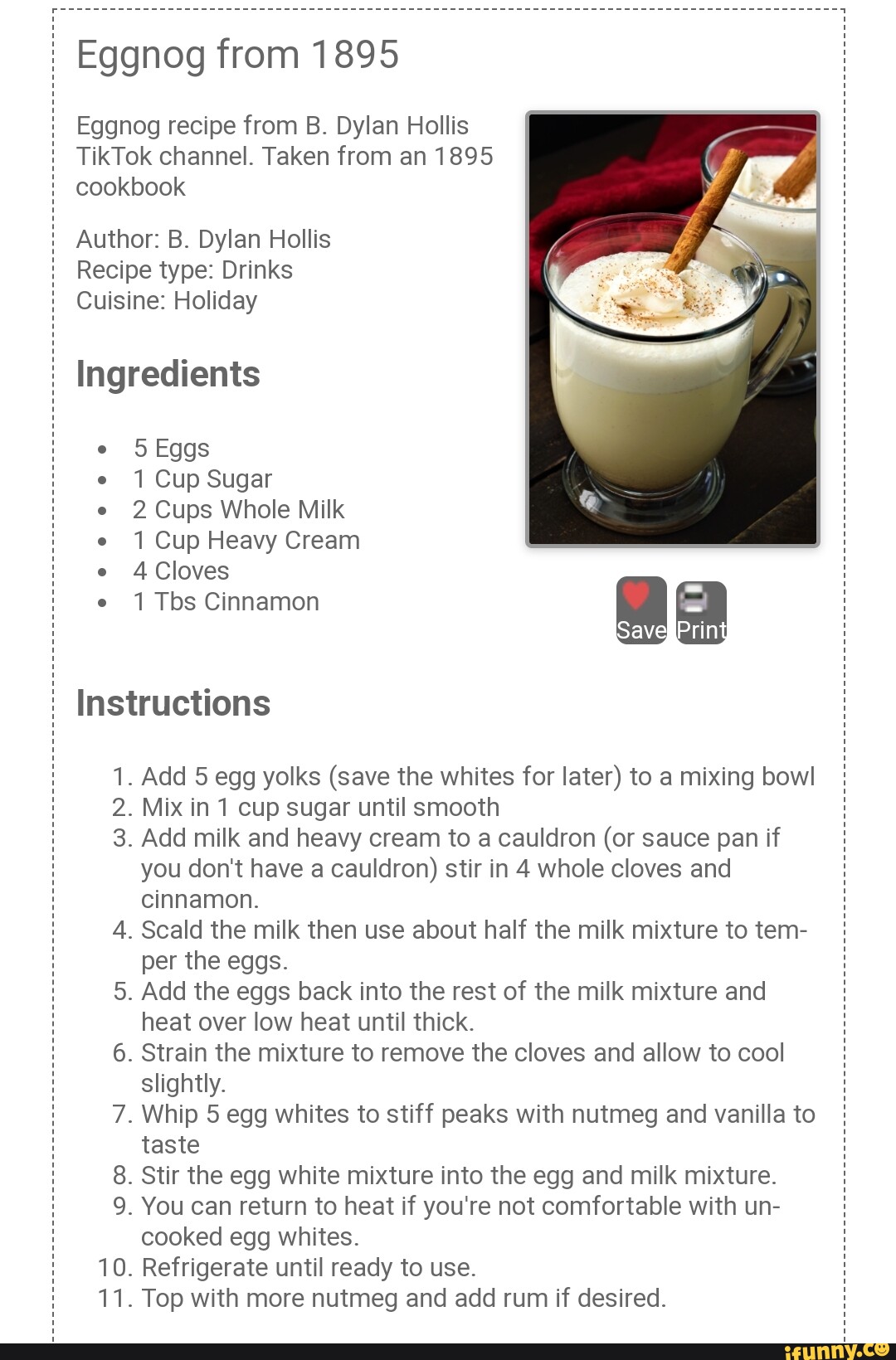 Eggnog from 1895 Eggnog recipe from B. Dylan Hollis TikTok channel