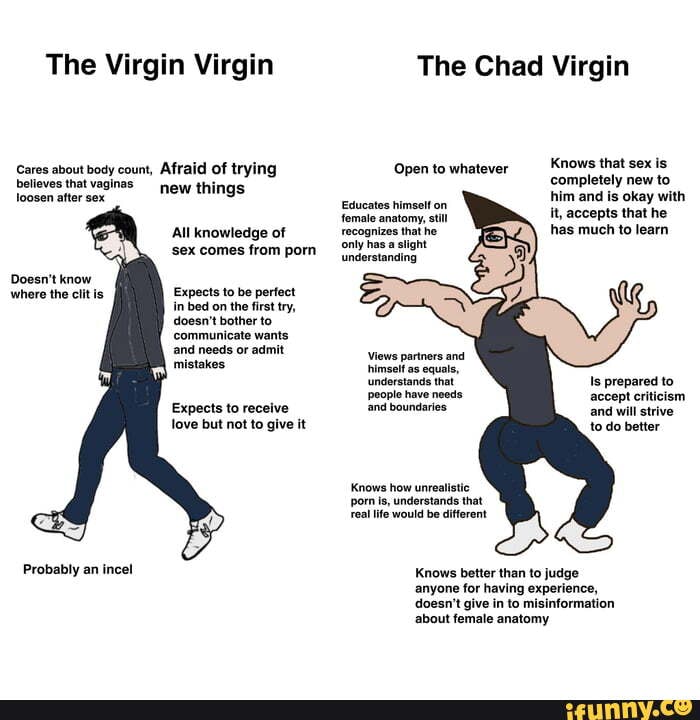 The Virgin Virgin Cares about body count, Afraid of trying believes