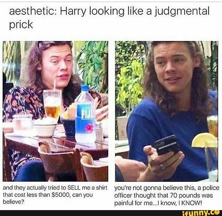 Aesthetic: Harry looking like a judgmental pnck and they actually tried ...