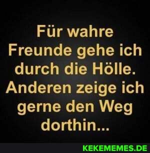 Für wahre
Freunde gehe ich durch die Hölle.
Anderen zeige ich gerne den Weg dorthin...