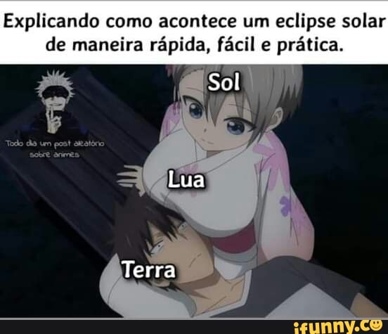 Explicando como acontece um eclipse solar de maneira rápida, fácil e prática.
Sol
Lua
Terra