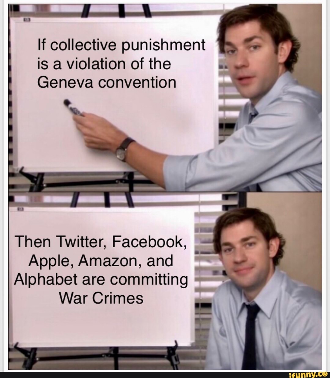 If collective punishment is a violation of the Geneva convention Then