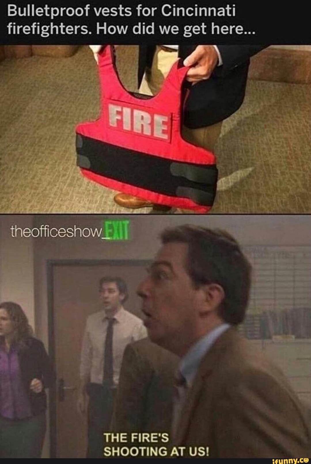 Bulletproof vests for Cincinnati
firefighters. How did we get here...
THE FIRE'S
I
SHOOTING AT US!