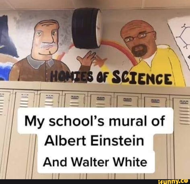 My school's mural of I= Albert Einstein And Walter White - iFunny