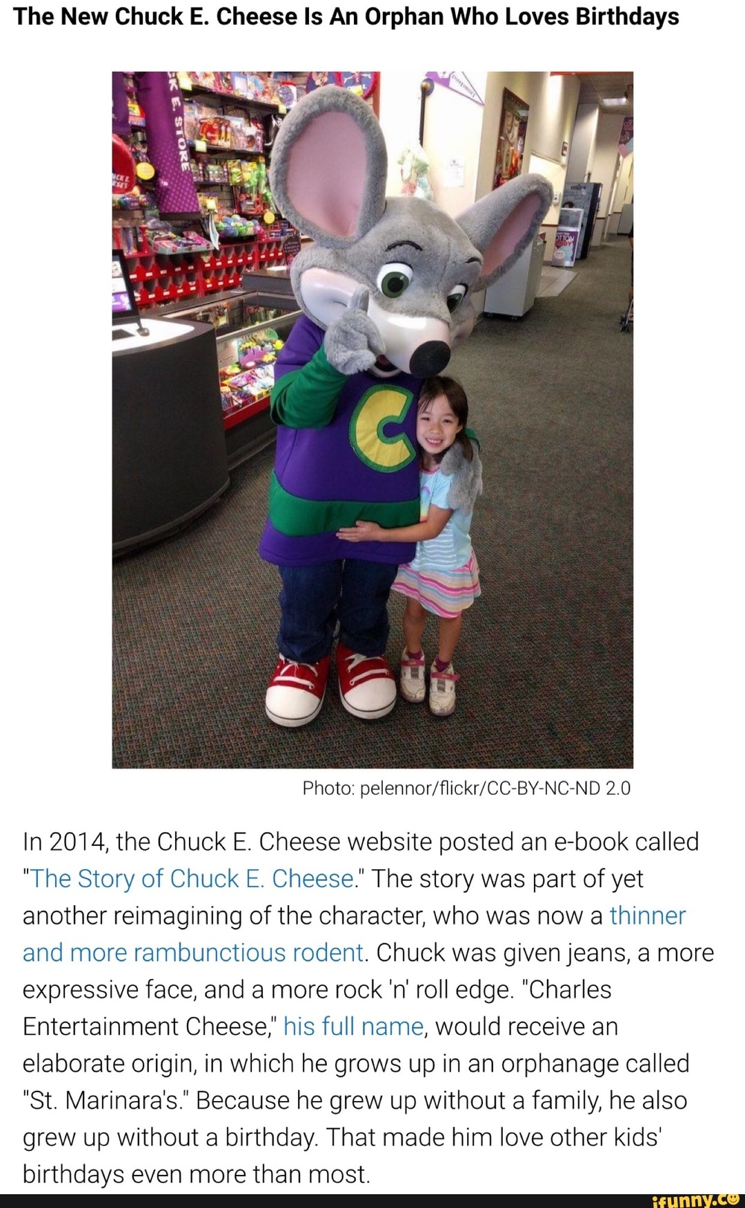 The New Chuck E. Cheese Is An Orphan Who Loves Birthdays Photo