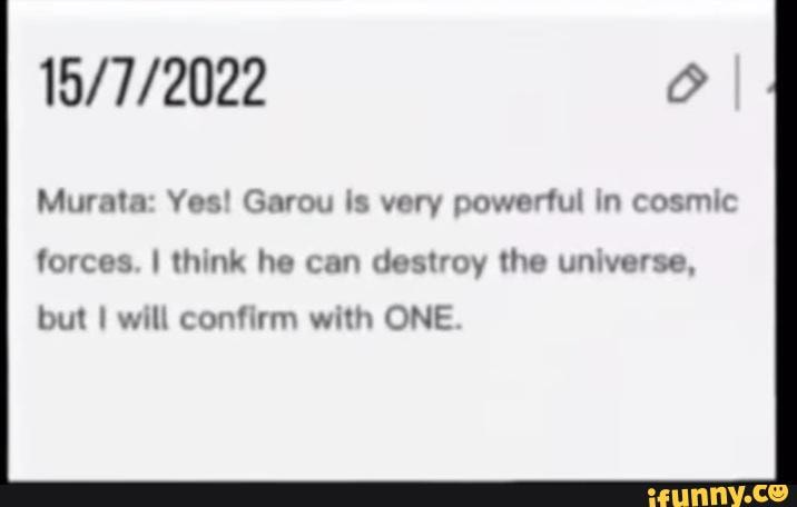 Murata-sensei's reference for Cosmic Fear Garou : r/OnePunchMan