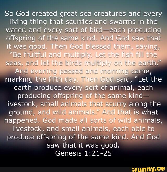 So God Created Great Sea Creatures And Every Living Thing T. ,, . Water 