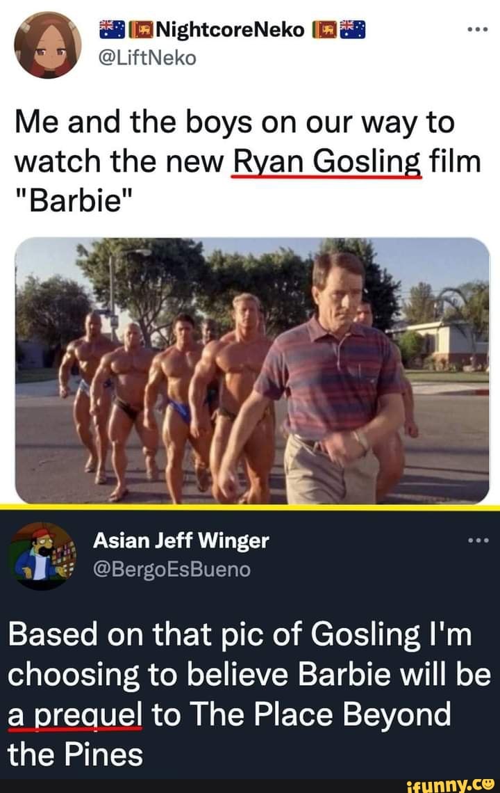 Me and the boys on our way to watch the new Ryan Gosling film Barbie Asian