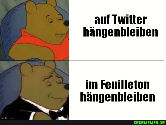 auf Twitter hängenbleiben
im Feuilleton hängenbleiben