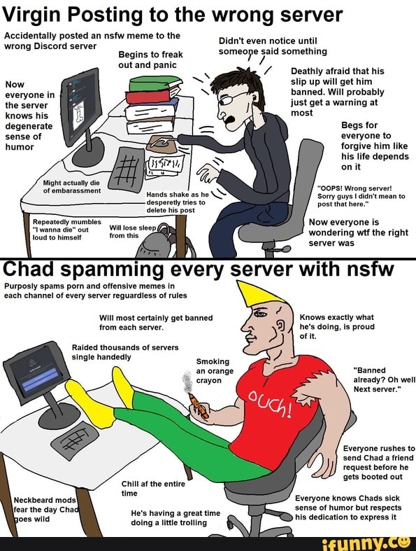 Virgin Posting To The Wrong Server Accidentally Posted An Nsfw Meme To The Wrong Discord Server