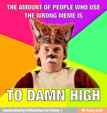 THE AMOUNT OF PEOPLE WHO USE
THE WRONG MEME IS