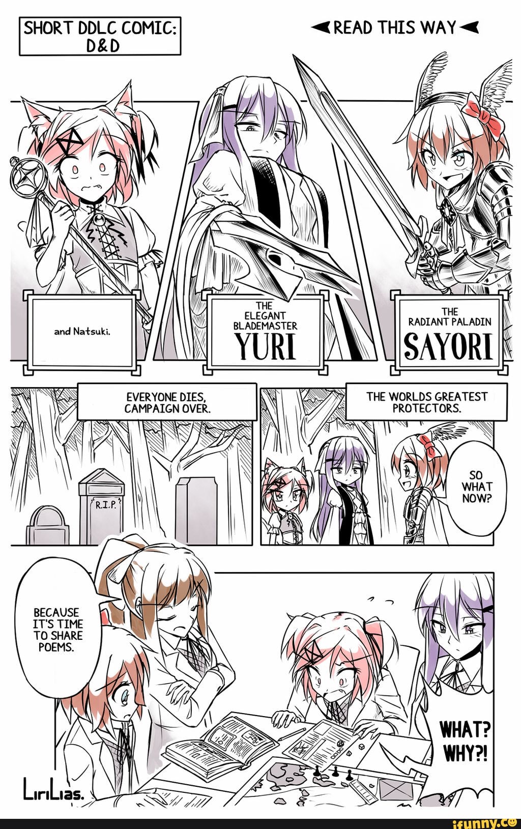SHORT DDLC COMIC: READ THIS WAY
ASSN
I V-
\ THE \
ELEGANT I BLADEMASTER
SS LiN
THE WORLDS GREATEST PROTECTORS.
BECAUSE IT'S TIME