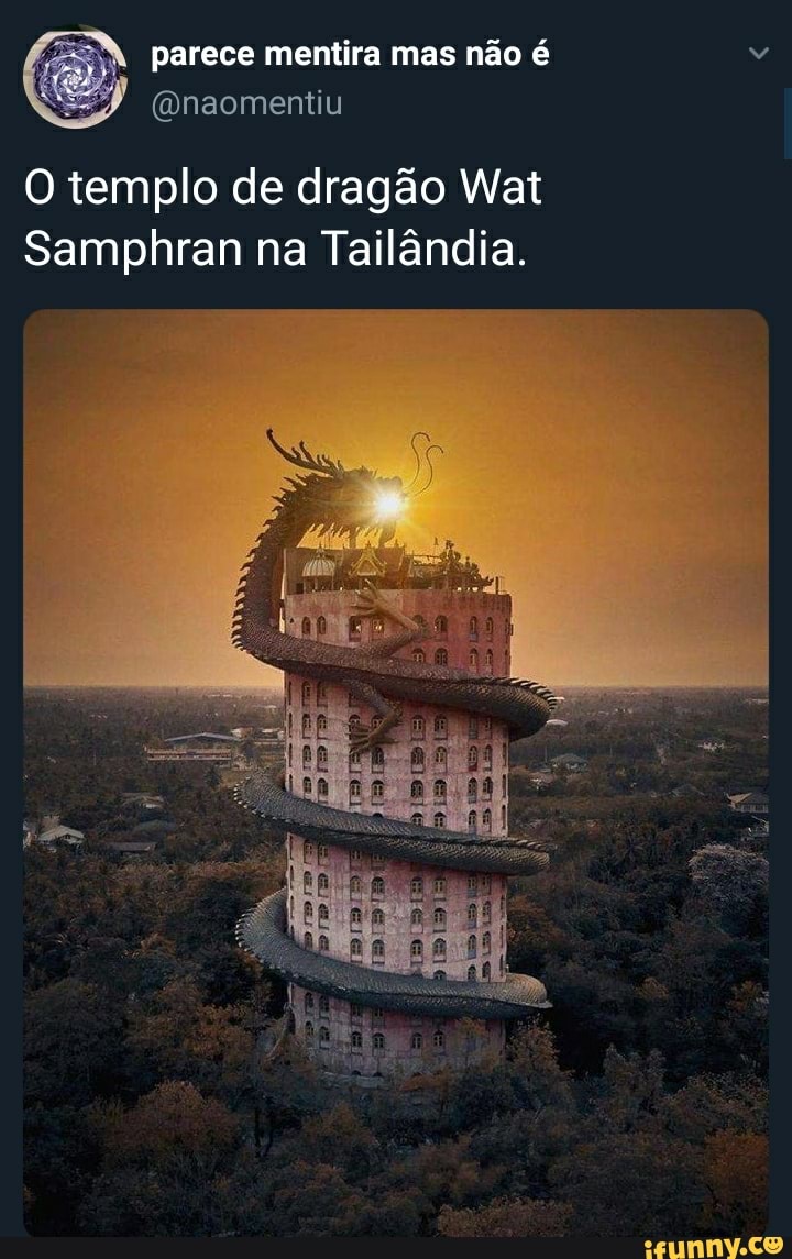 parece mentira mas não é
O templo de dragão Wat
Samphran na Tailândia.