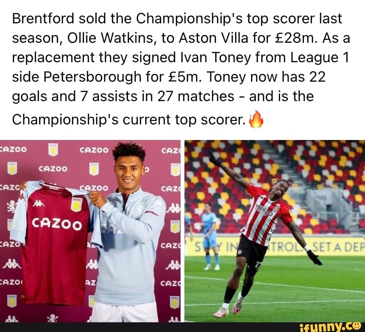 Brentford sold the Championship's top scorer last season ...