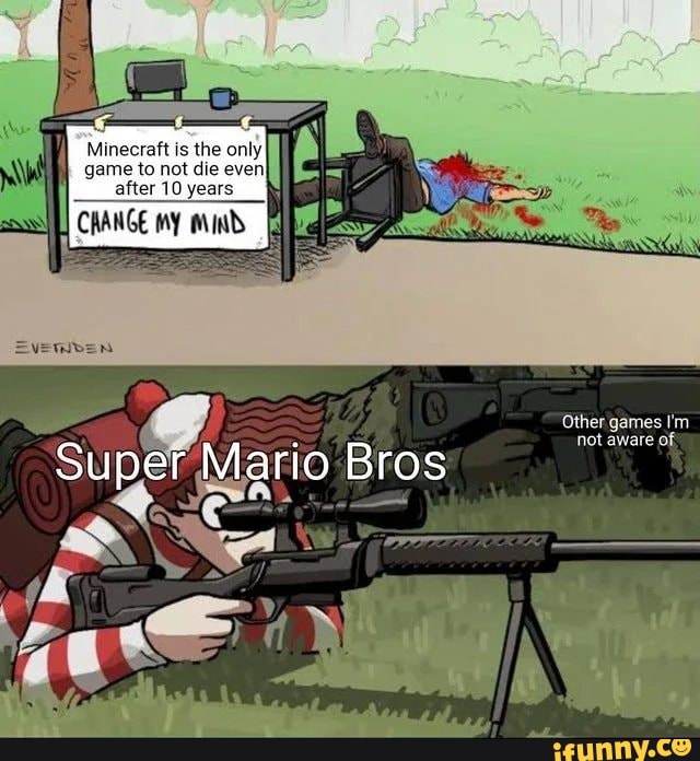 Minecrait is the only game to not die even;
Other games I'm
not aware of
Super Mario Bros