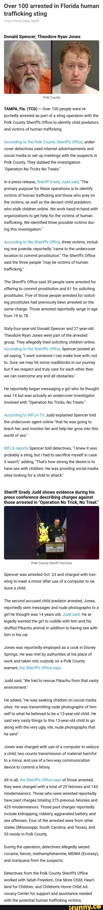 Over 100 arrested in Florida human trafficking sting Bally Donald ...
