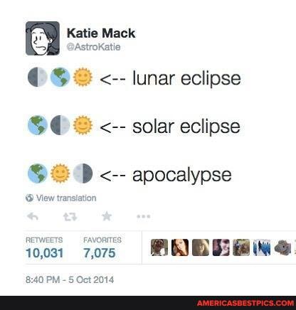 Katie Mack
'AstroKatie
lunar eclipse
+ solar eclipse
apocalypse
View transiation
10,031 7075