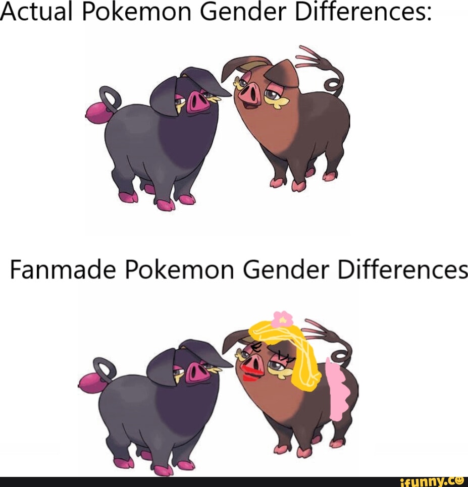 Actual Pokemon Gender Differences Fanmade Pokemon Gender Differences