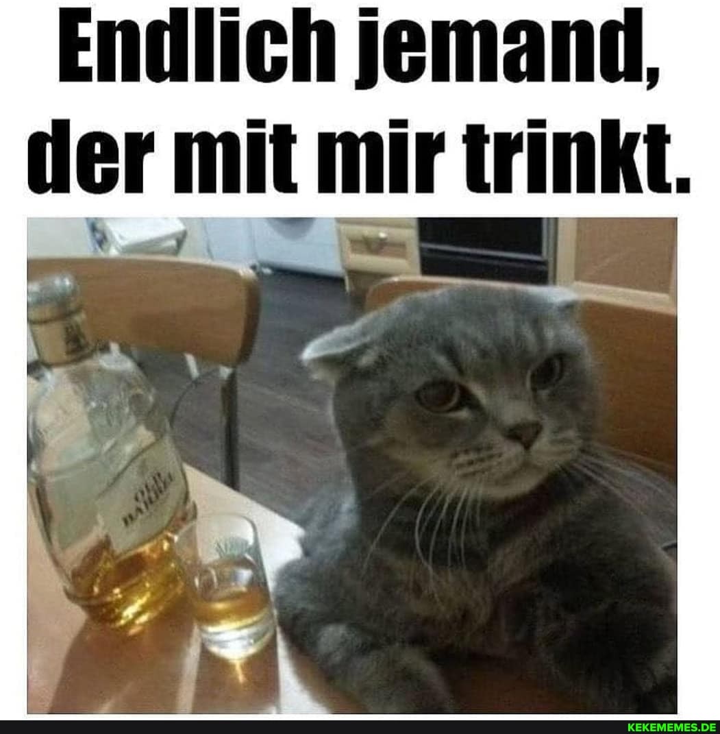 Endlich jemand, der mit mir trinkt.
er -
