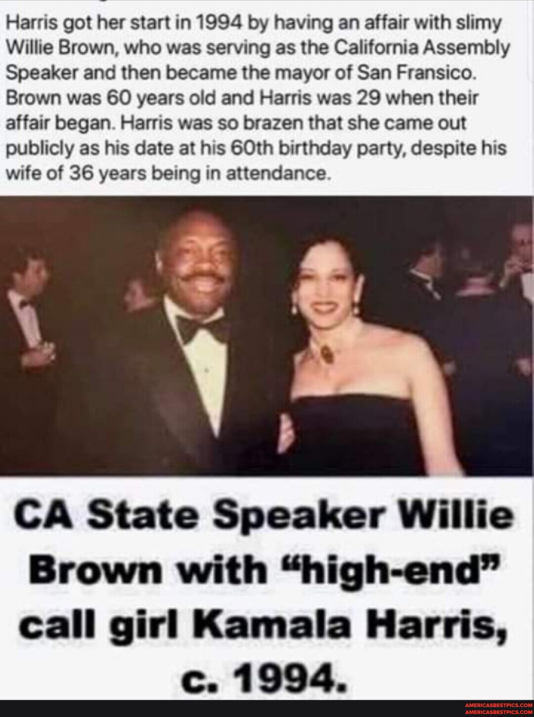 Harris Got Her Start In 1994 By Having An Affair With Slimy Willie Brown Who Was Serving As The 5809