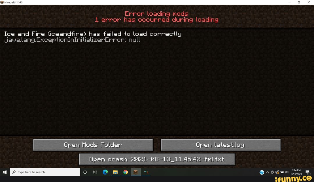 Error loading mads error has occurred during loading Minecraft* 1.163 ...