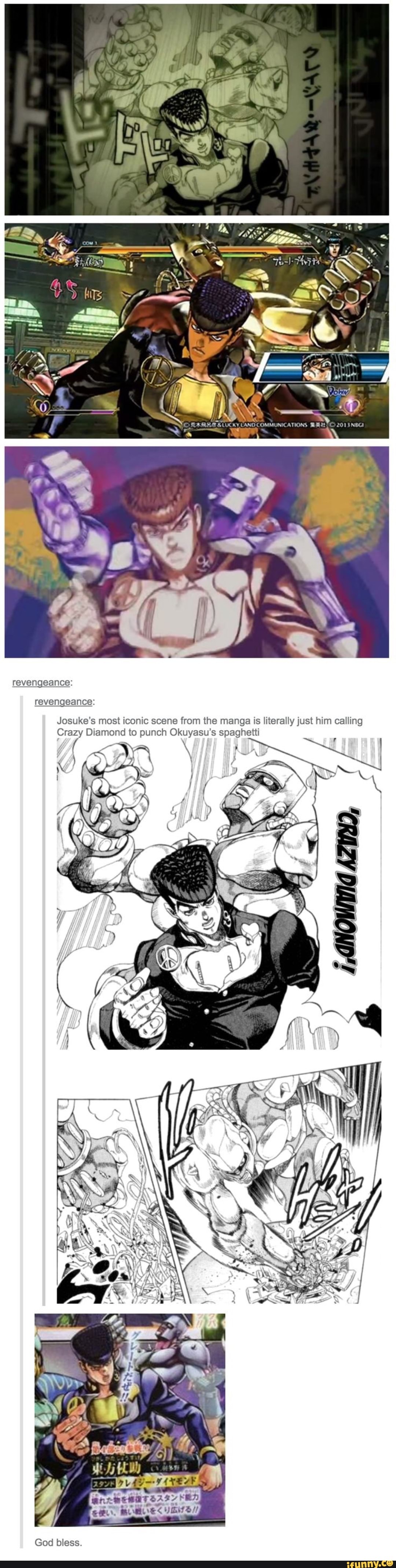 Reven Eance Josuke S Most Iconic Scene From The Manga Is Literally Just Him Calling Crazy Diamond To Punch Okuyasu S Spaghetti