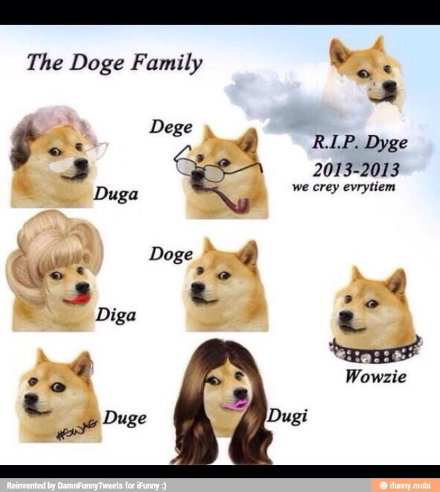 The Doge Family
3
E 2013-2013
4 Duga
5
we crey evrytiem
Y a Dose pl
4
a
I
4
WE Wowzie