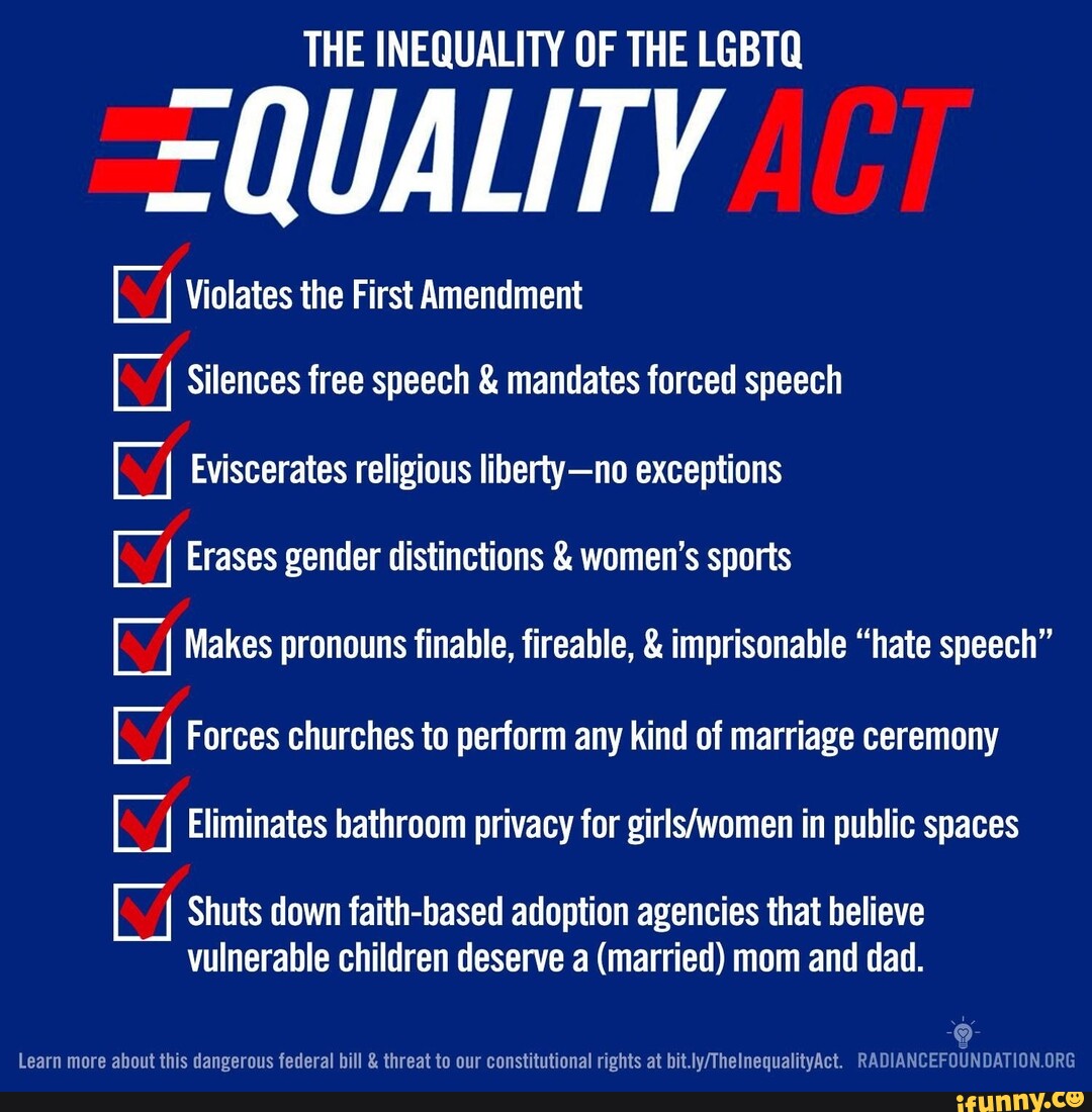 First Amendment Exceptions THE INEQUALITY OF THE LGBTQ =QUALITY Violates the First Amendment ...